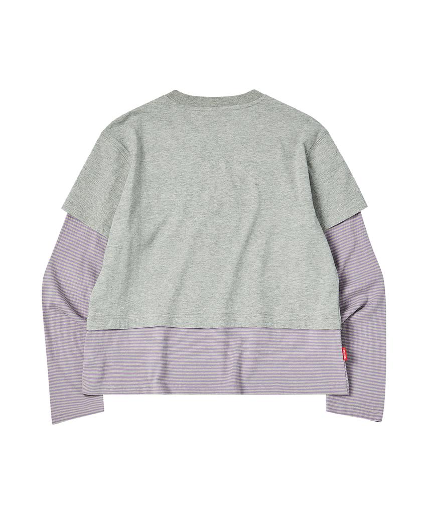 COMONINOZ W Layered T-Shirt [Gray]