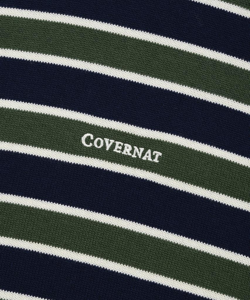 COVERNAT Striped Collar Knit Green
