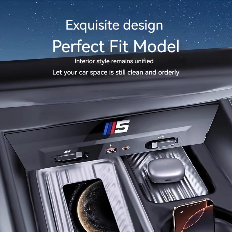 For BMW 5 Series G60 2024 Accessories USB Type-C Splitter Center Console Fast Charger Shunt Docking Station Extender Car Interio npmk56