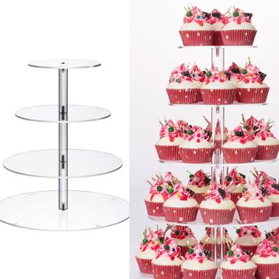 4 Tier Wedding Cake Stand Crystal Acrylic Cup Shelf Cupcake Holder Cake Display Plate Birthday Party Decoration Cake Shops
