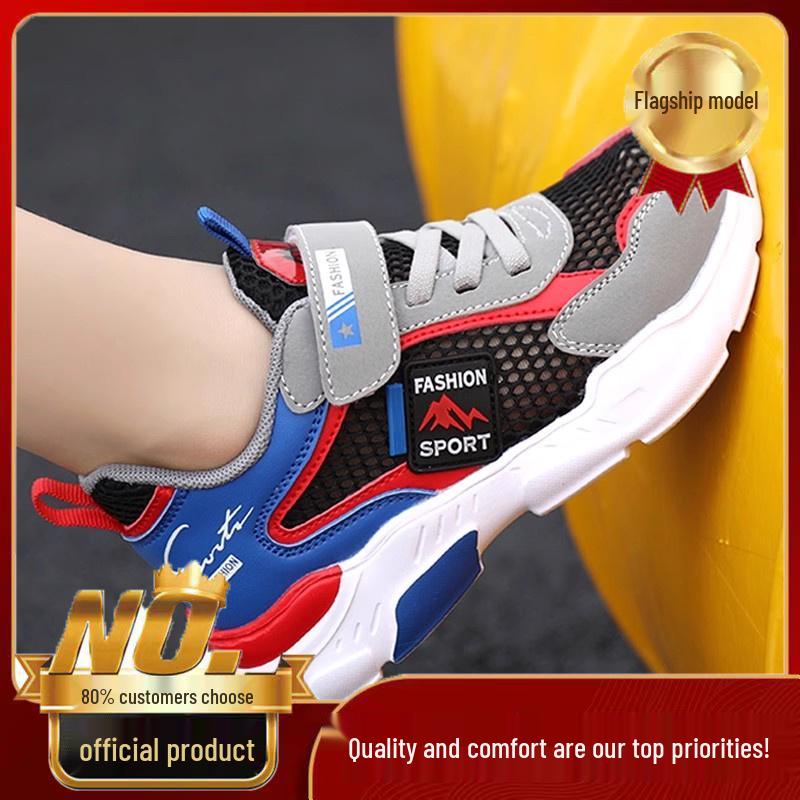 Tênis de Corrida Respirável de Malha para Meninos – Sola Macia, Design 2025