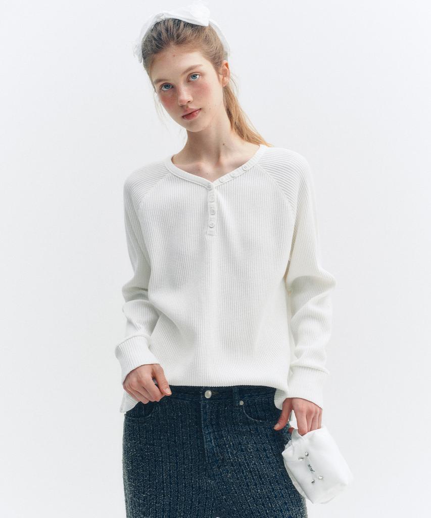 Deotiseu Button Boxy Waffle T-Shirt(6Color)_Tt5S214
