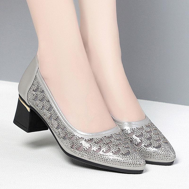 

Women s sandals summer hollow women s shoes mesh light mouth single shoes thin thick heel soft sole mother shoes 41