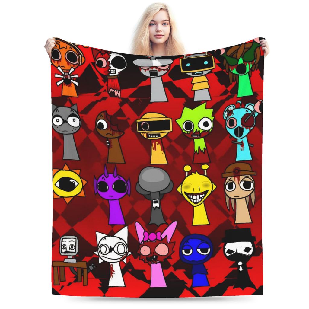 Cartoon Sprunki Music Game Blanket Fleece Soft Throw Blanket for Bedding Couch Bed Rug