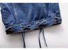 2022 Women's Slim Fit Lace-Up Denim Vest with Large Pockets - Summer Thin, Versatile, and Flattering.