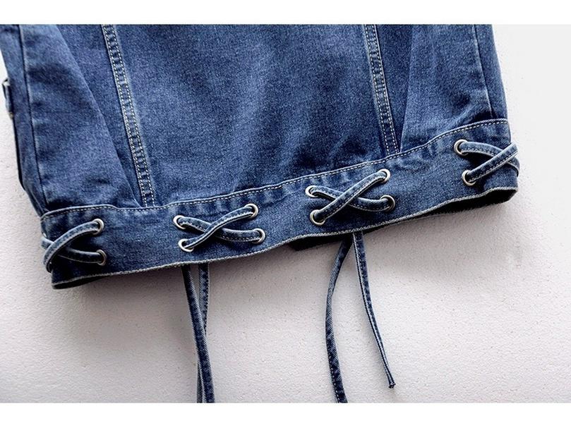 2022 Women's Slim Fit Lace-Up Denim Vest with Large Pockets - Summer Thin, Versatile, and Flattering.