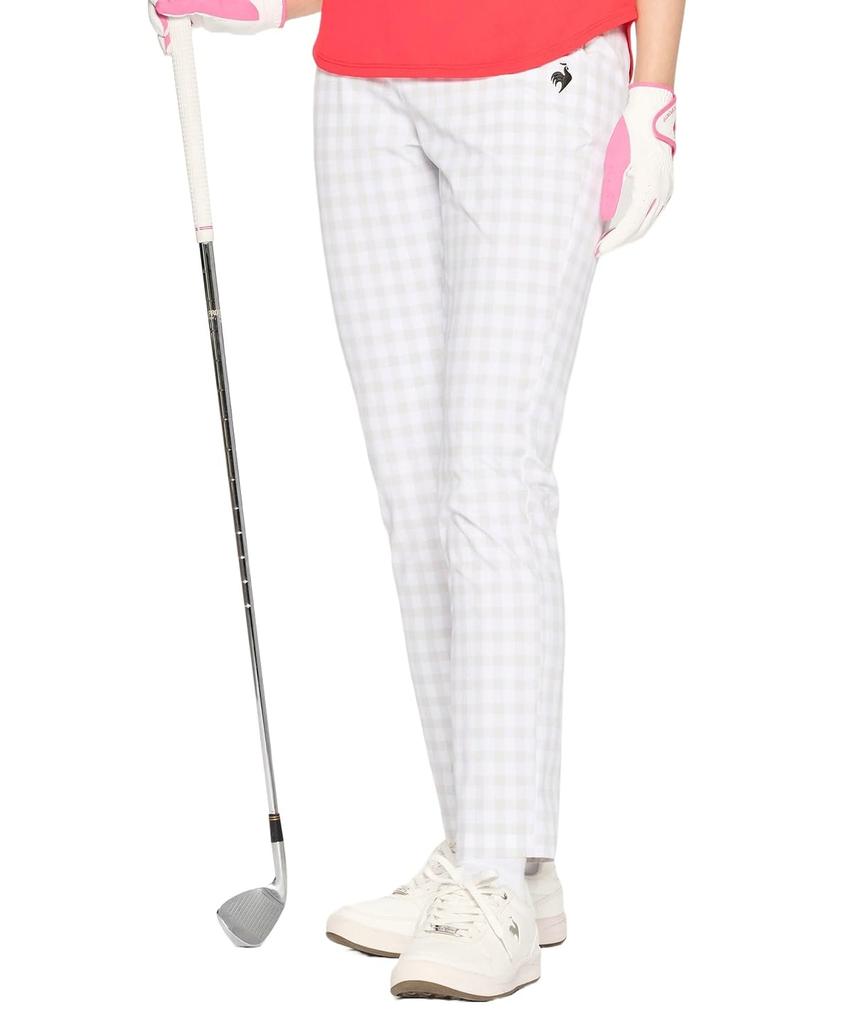 Le Coq Sportif Golf LG5SLP50L GY00 Cropped Gingham Check Golf Stylish Women's (Gray) Pants, Stretch, Breathable,
