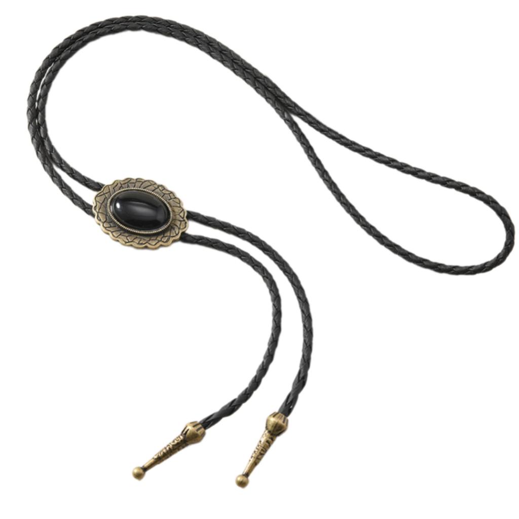 Elegant Leather String Necklace Adjustable Bolo Tie Design High-Quality Gold Clasp Formal Outfit Enhancer For Men Women