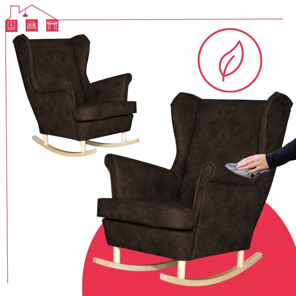 Fotoliu urechi eco piele scandinav balansoar Ari MARO ÎNCHIS Family Meble