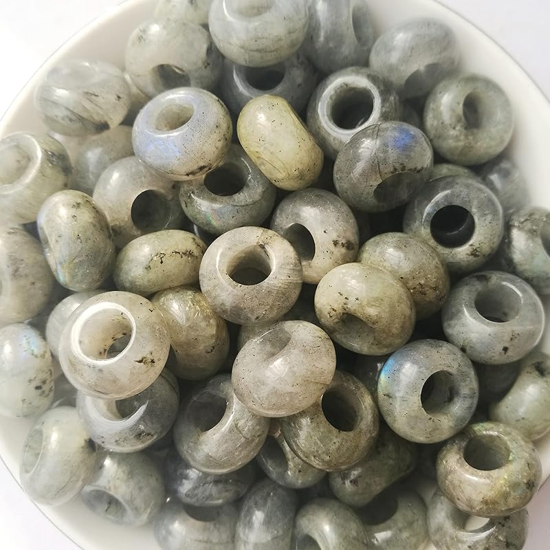 15 Pcs Natural Moonstone Large HoleLoose Stone Rondelle Beads Crystals and Healing Stones,6mm DIY-Jewelry Makings