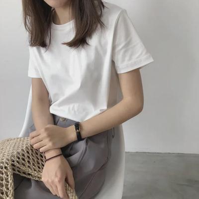 Dámské volné bílé tričko s krátkým rukávem a kulatým výstřihem - Jednoduché, trendy a slim fit