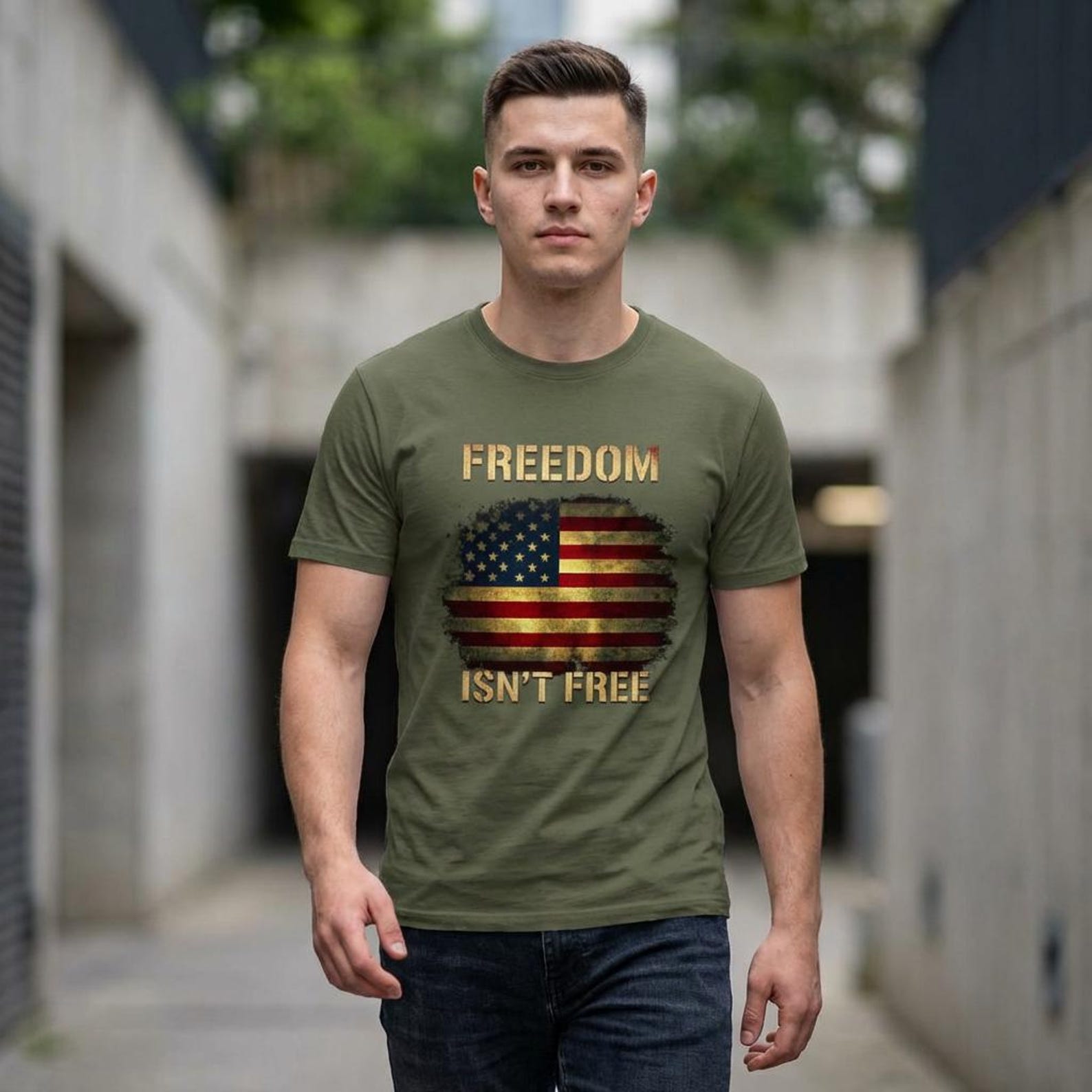Freedom Isn t Free Flag T-Shirt | DD-214 Veteran Tribute L