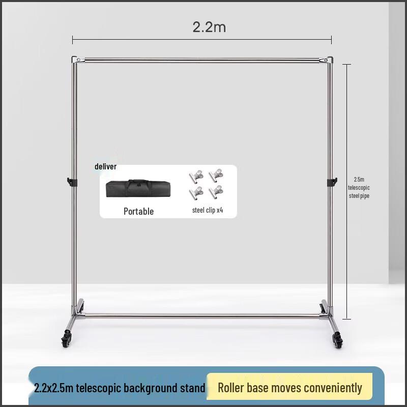 Miaotutu Stainless Steel Movable Telescopic Photography Background Stand