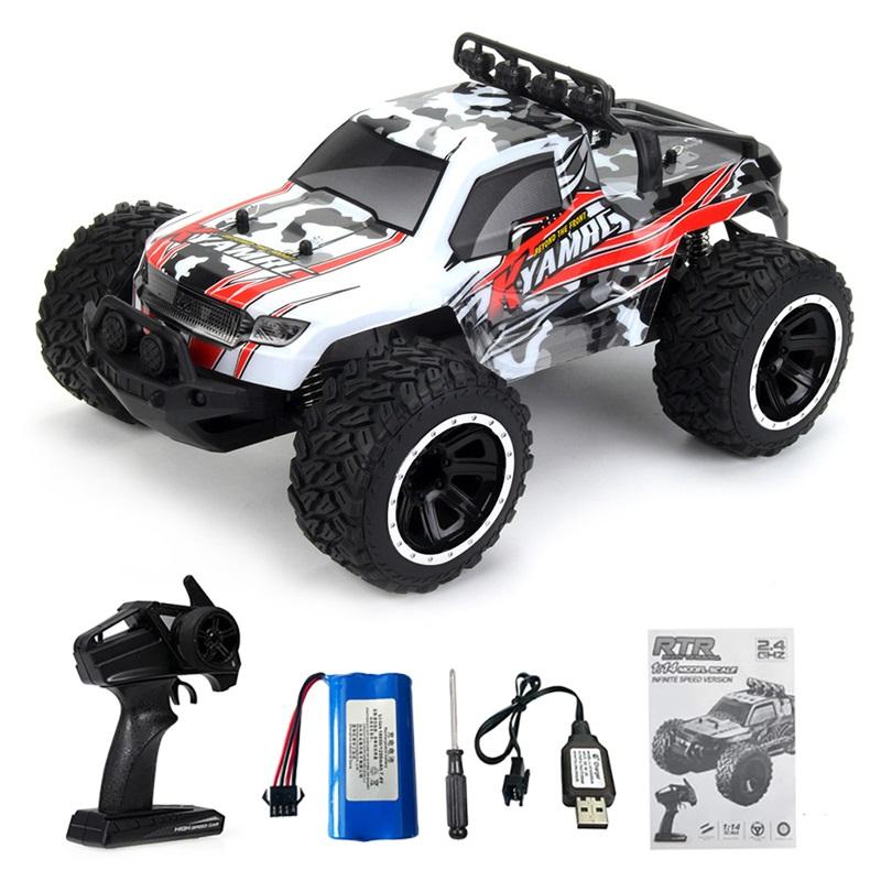 1:14 Scale 2.4G RC Bigfoot Truck, 20km/h High Speed Off-Road Crawler with PVC Anti-Crash Shell for Kids