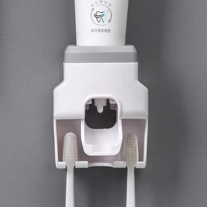 Automatic Toothpaste Dispenser Toothpaste Squeezer Toothbrush Holder Bathroom Accessories Storage Rack for Family Bathroom