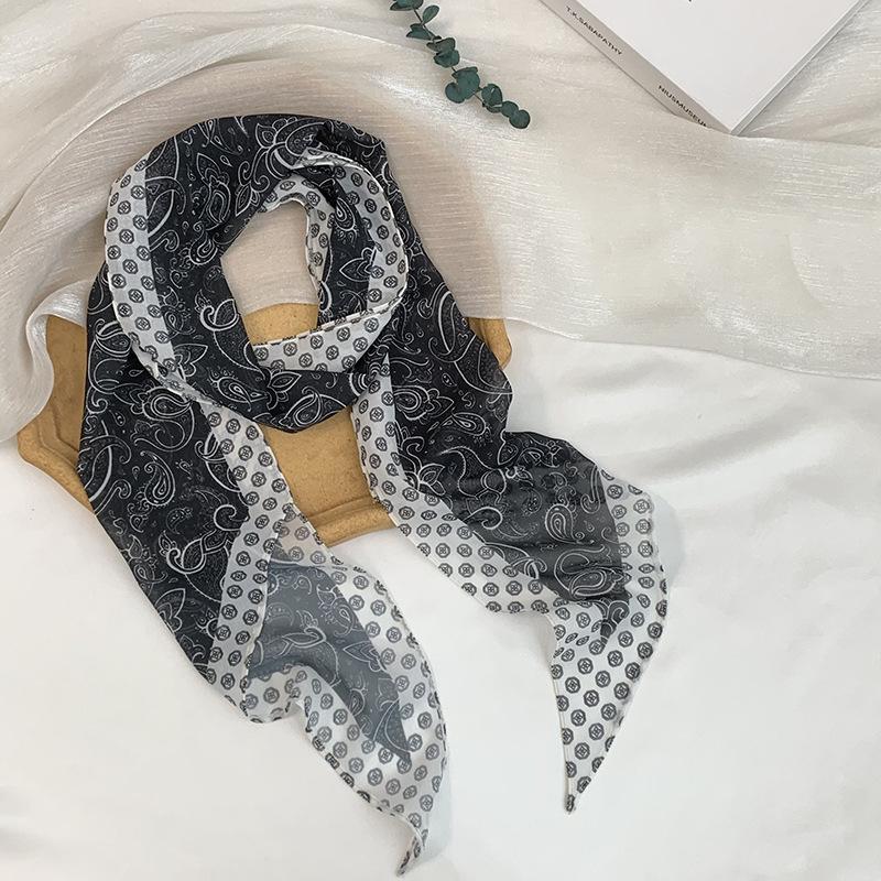 Long Silk Scarf Neck High-end Decorative Scarf Multi-functional Floral Headscarf Headband Hair Tie Waist Belt Streamer