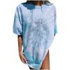Women's Vintage Sun And Moon Printed Tie-dye Casual Short Sleeve Tops Blouse