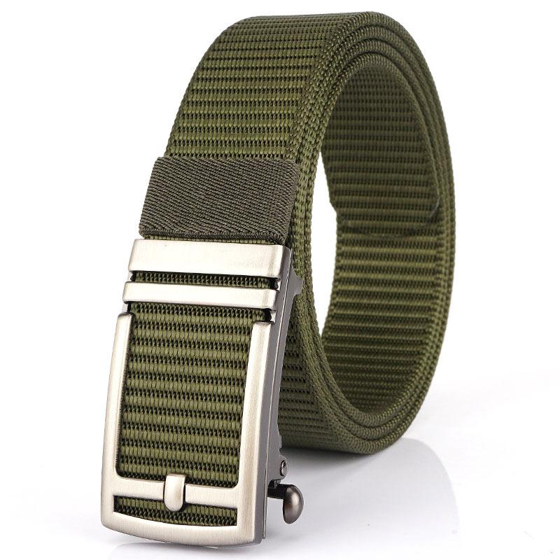 New Men'S Commuting Belt With Automatic Buckle Nylon Waistband, Outdoor Leisure Versatile Double-Layer Thick Belt