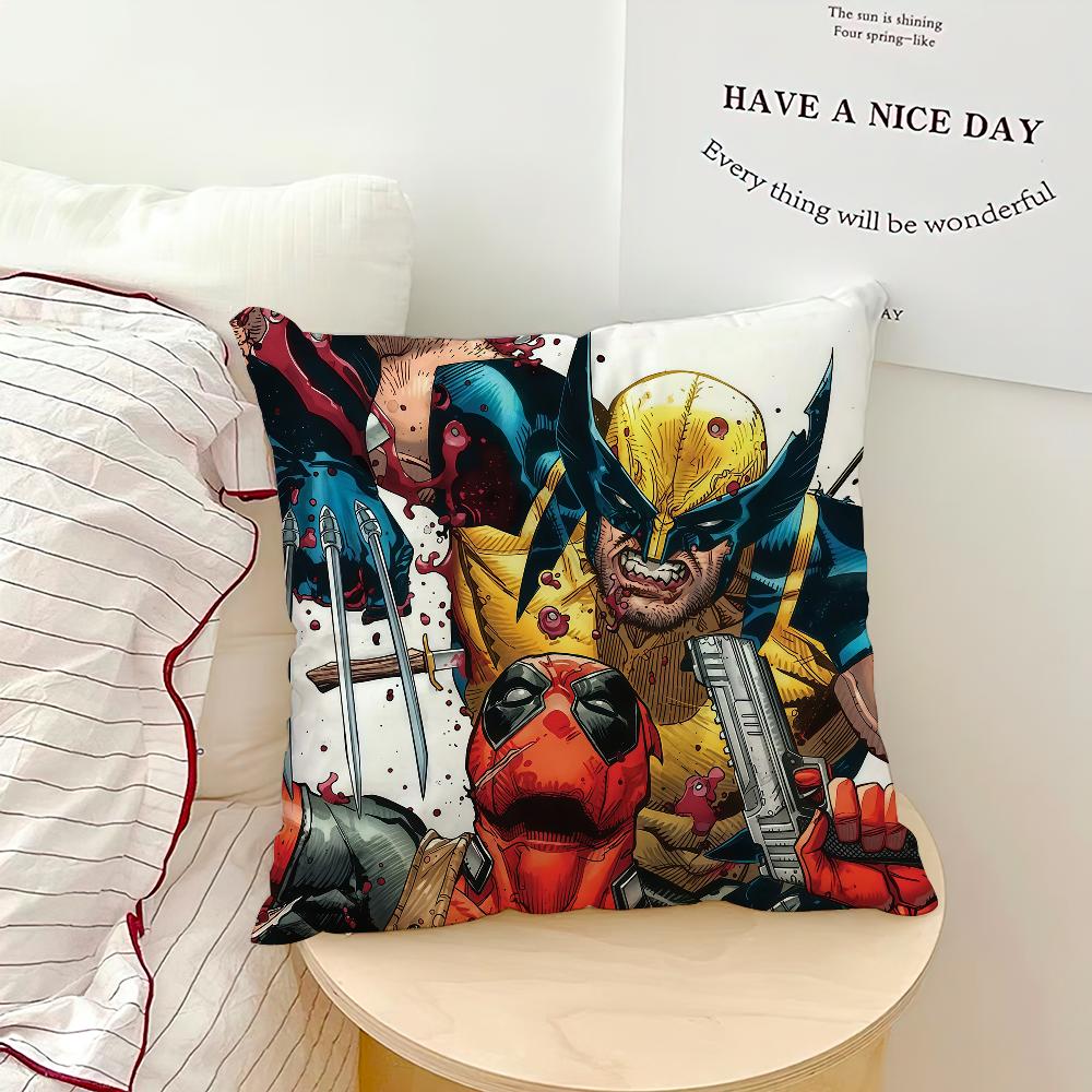 Movie Cool D-Deadpool W-Wolverine Ml Cushion Cover Soft Hogar Pillowcase For Sofa Living Room Bed Home Decor Protective Covers