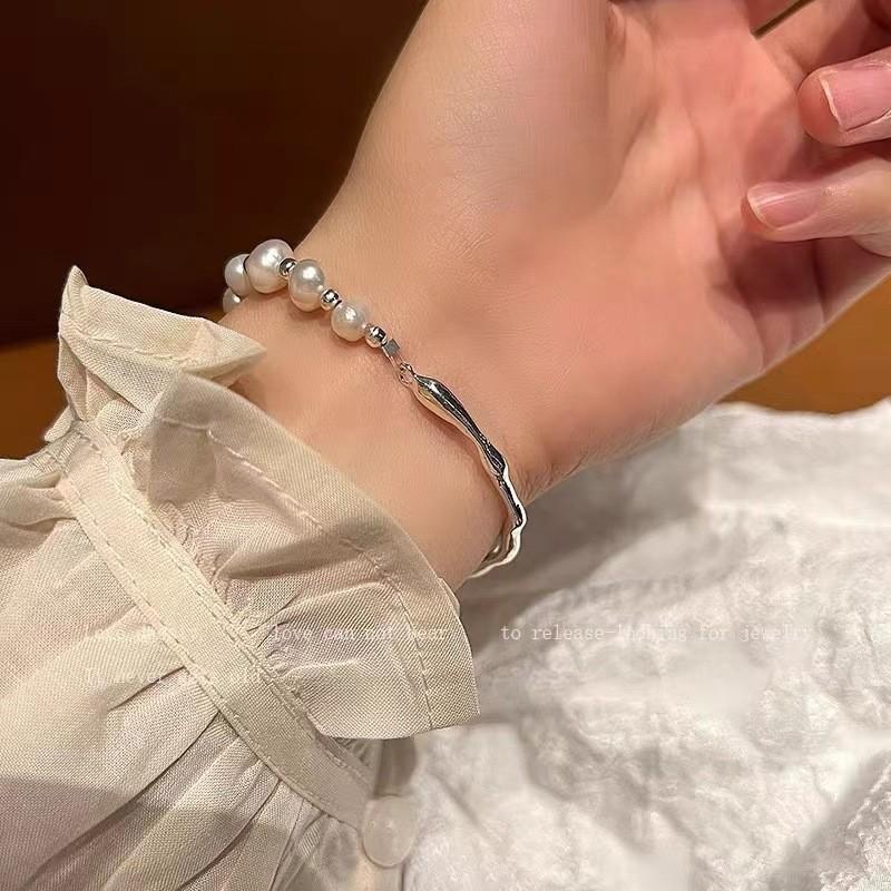 Trendy Minimalist Baroque Pearl Bracelet For Women French Style Highend Jewelry