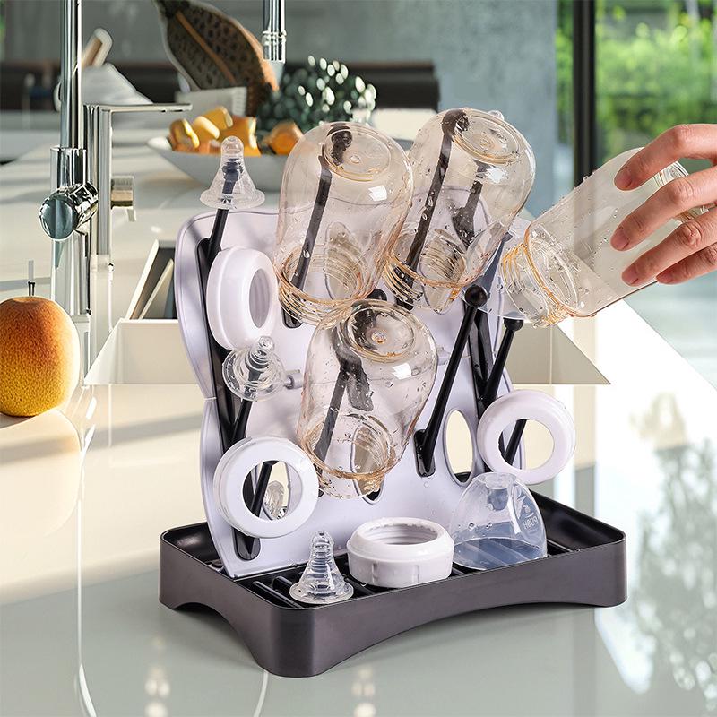 Foldable Dustproof Drying Rack for Baby Bottles and Cups
