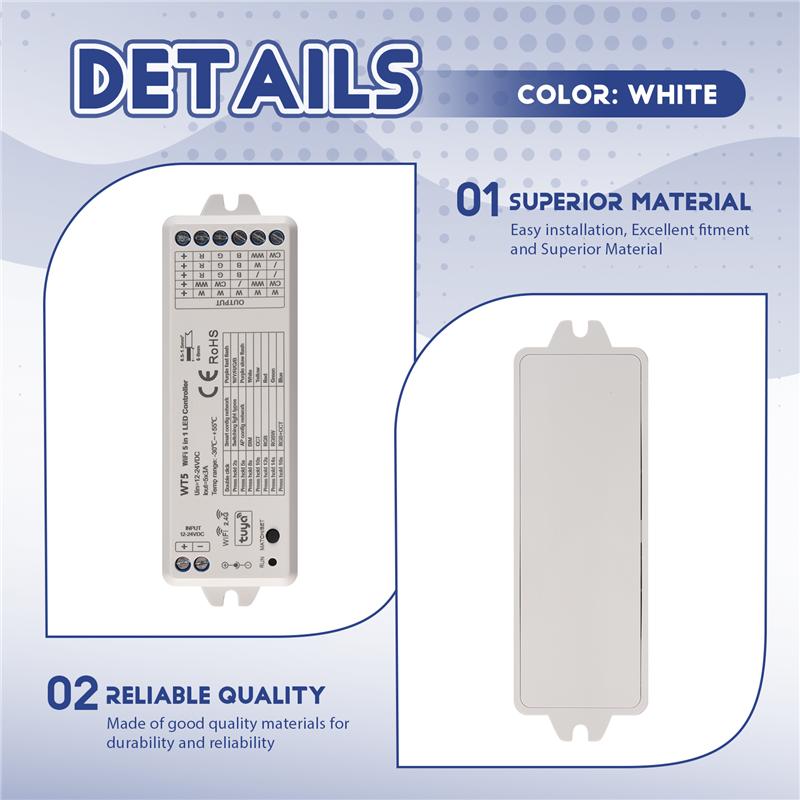 AD23-Tuya LED-Controller 5 in 1 Dimmer CCT RGB RGBW RGBWW RGBWW RGBCCT Streifen Smart Life Wifi 2.4G RF Fernbedienung 12-24V WT5