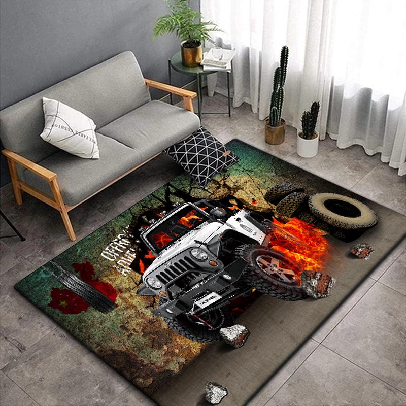 3D Vintage Car Area Rug Large,Carpet Rug for Living Room Bedroom Sofa Decoration,Doormat Kitchen Non-slip Floor Mat Picnic  Camp
