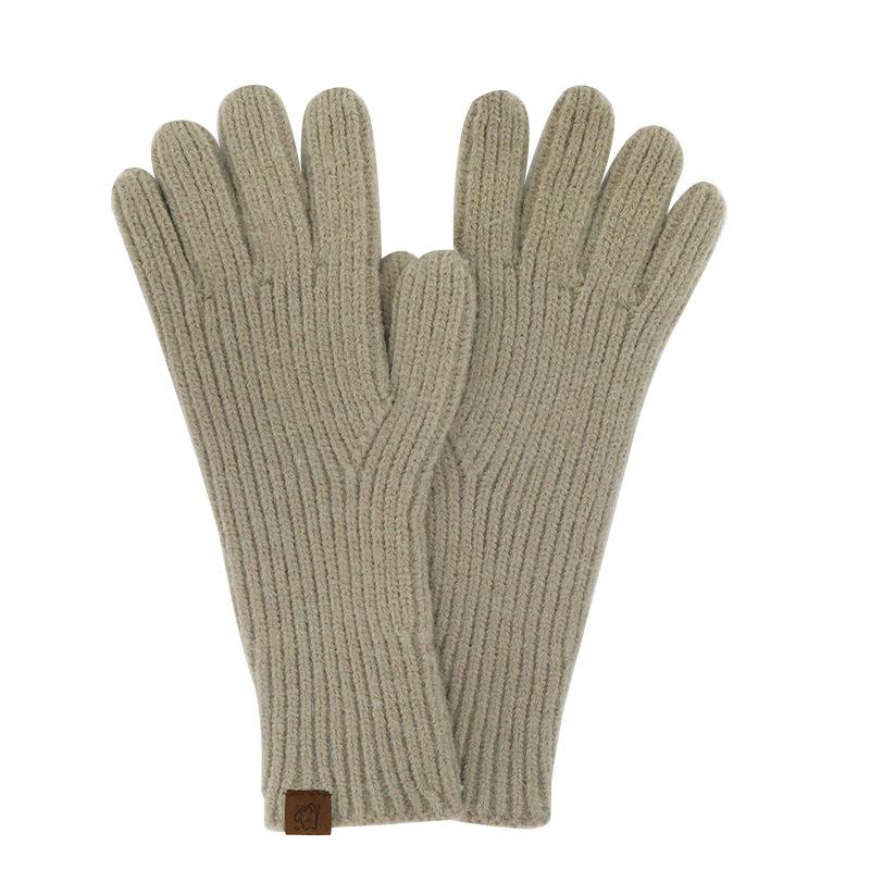 

Вязаные перчатки конфетного цвета с удлиненными пальцами, уличные теплые зимние перчатки для езды на велосипеде в холодную погоду One size хаки