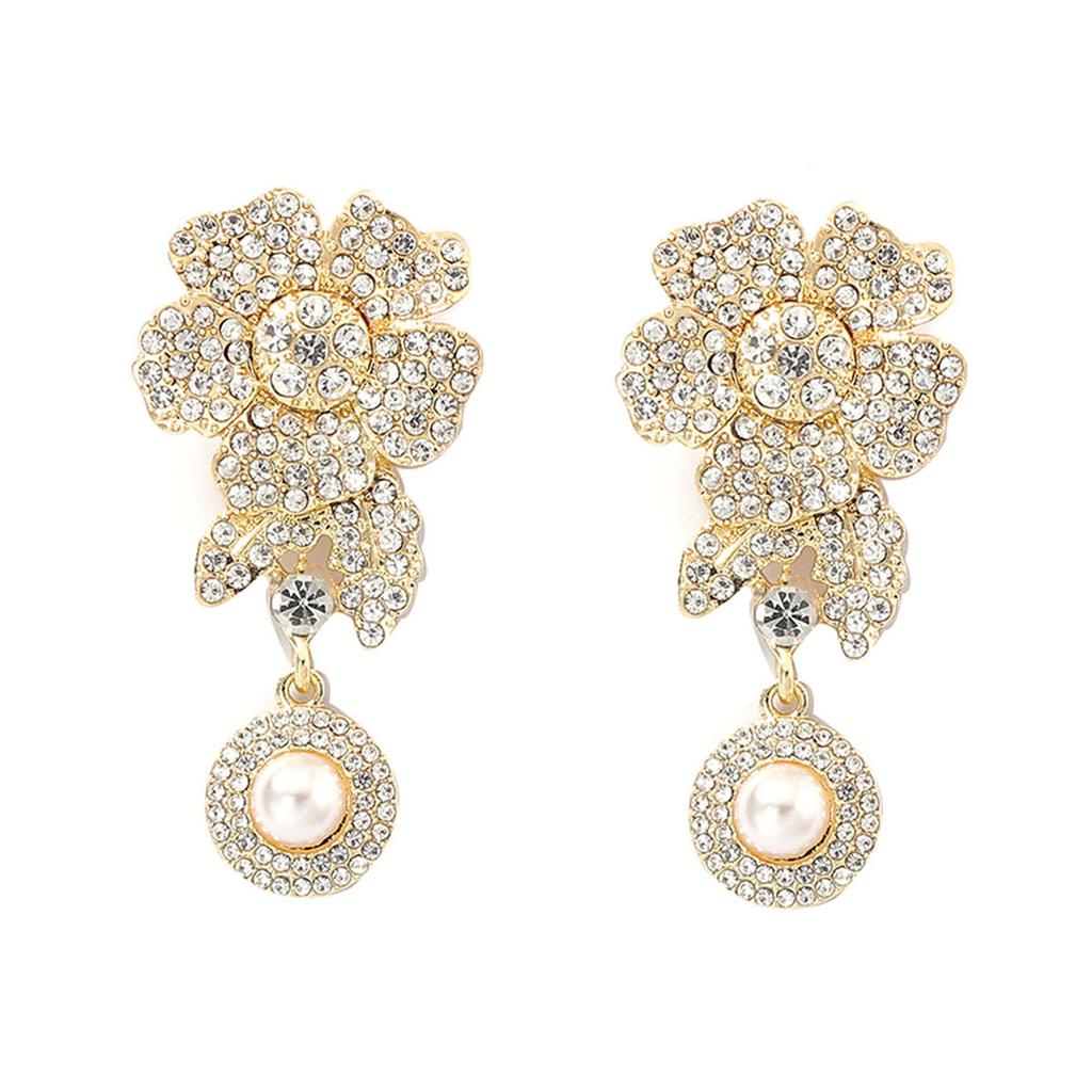 Light luxury high-end fashion retro full diamond flower earrings simple and versatile personality exquisite women's earrings
