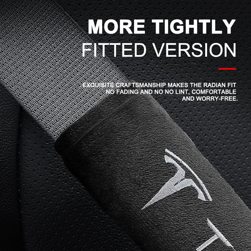 2Pcs Car Safety Belt Shoulder Cover Pad Plush Seat Belt Shoulder For Tesla Model 3 Model X S 2016-2020 Decals TM3 TMX TMS Decal