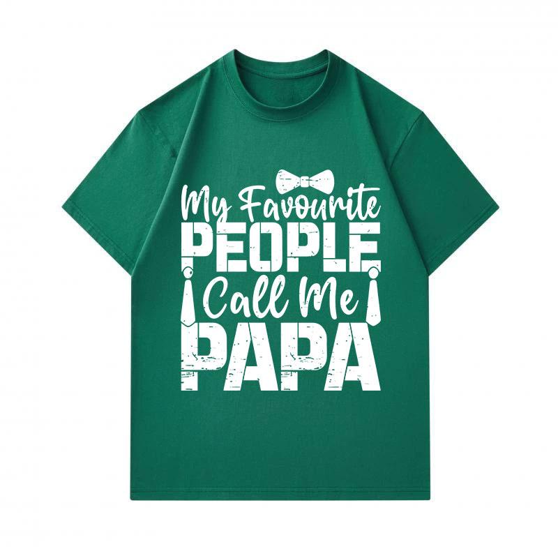 Men's 100% Cotton Short Sleeve Crew Neck T-Shirt, My Favourite People Call Me Papa Print Casual Graphic Tee for Father Papa Daddy Gift Daily Wear