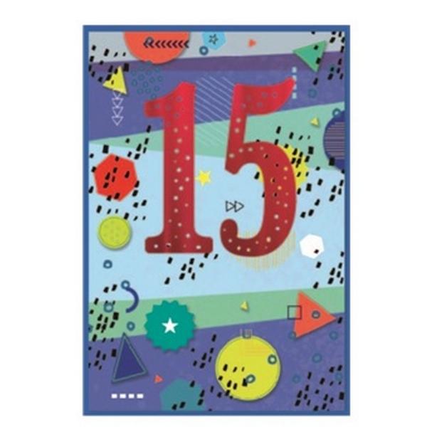 Simon Elvin Geometric Shapes 15th Birthday Greetings Card (Pack of 6)