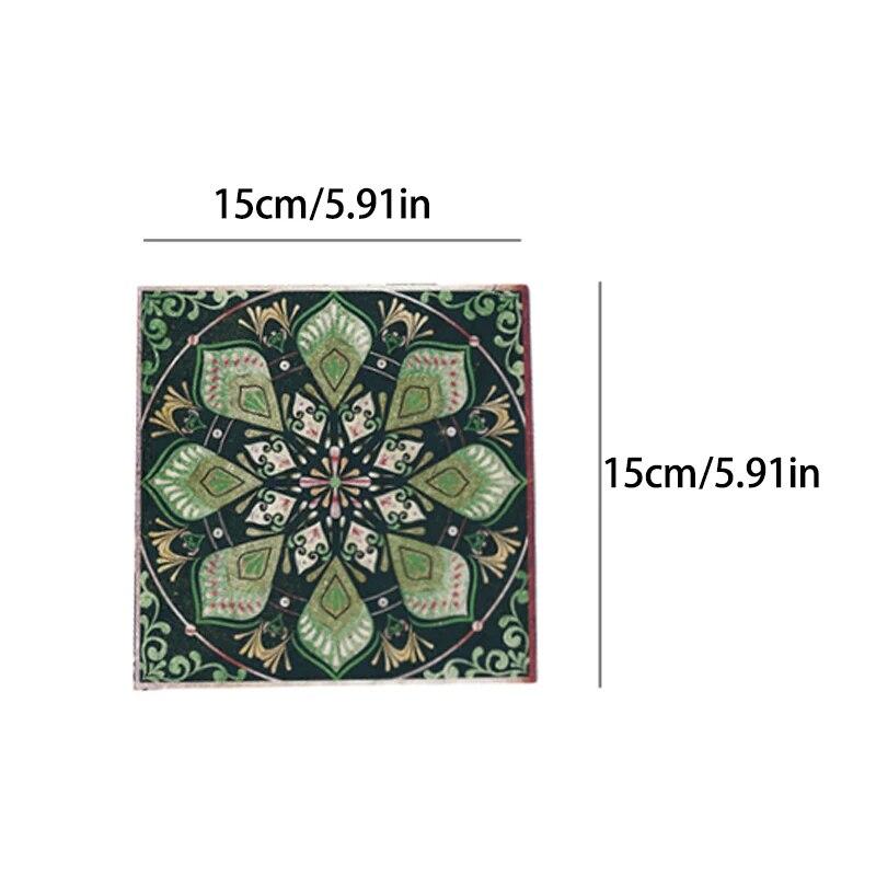 24 Vintage Mandala Wall Stickers, Kitchen Self-Adhesive Waterproof Tile Stickers, Bathroom Decoration Moroccan Art Mural