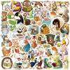 50pcs/pack Cartoon Cute Animal Reading Stickers Pack Phone Suitcase Computer Laptop Journaling Materials DIY Handmade Sticker