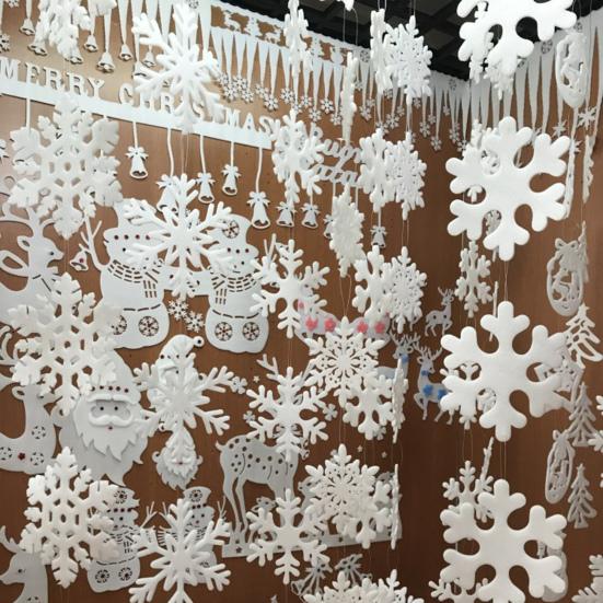1 Set Christmas Snowflake Foam White Color Increase Atmosphere Xmas Tree Hanging Pendant Home Office Decor for Gift