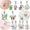 925 Silver Animal Combination Pendant Cat Hugging Butterfly Beads Fit Bracelet Pendant Women Fine Gift Accessory