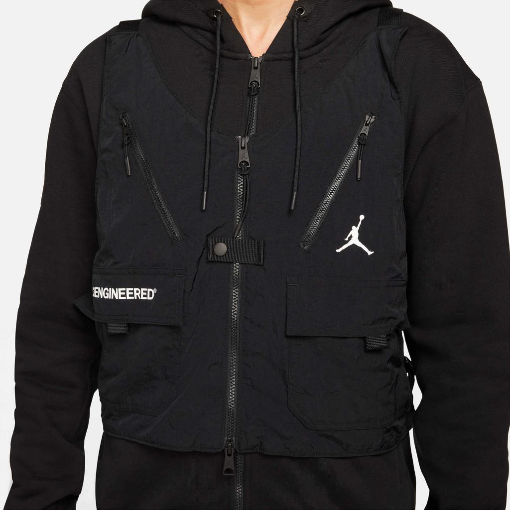 Jordan Pánská bunda s kapucí a odnímatelnou fleecovou podšívkou s více kapsami, jednobarevná s logem, svrchní oděv, černá DC9582-010