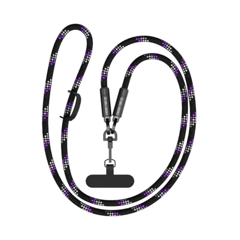Crossbody Phone Lanyard Straps with Patches Adjustable Braided Neck Straps Necklace with 240W Charging Cable for Smartphone