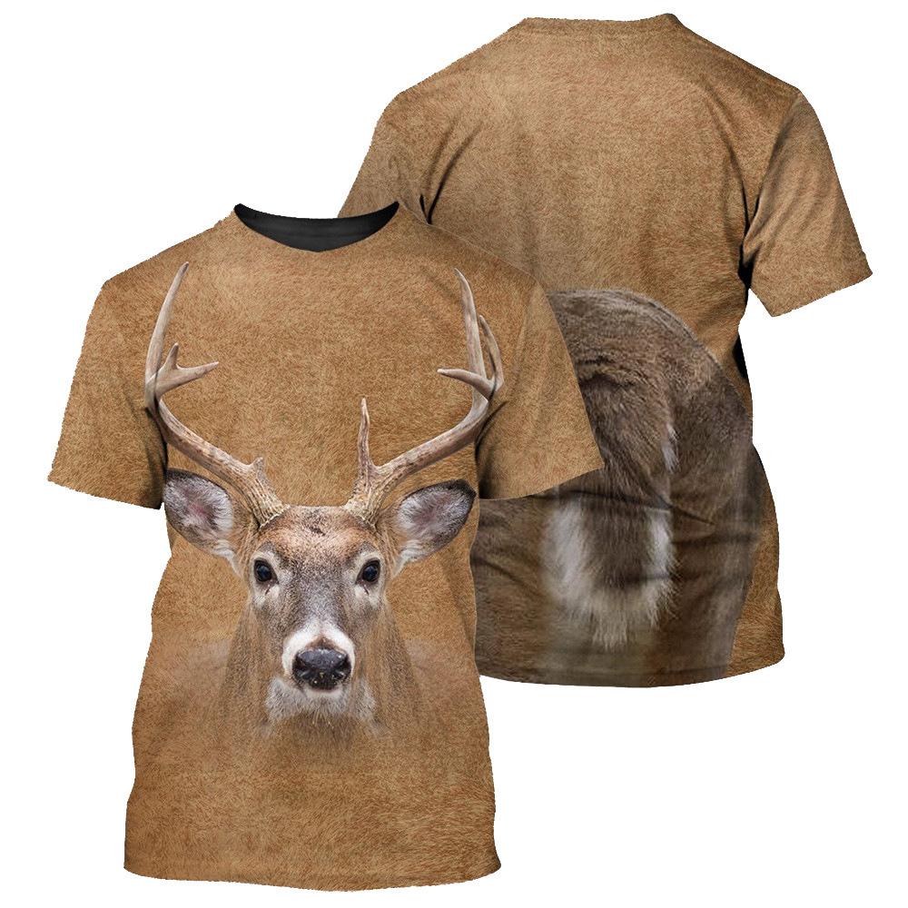 Summer Round Neck Animal Pattern 3D Print Top Fashionable Casual Short Sleeved Men's T-shirts
