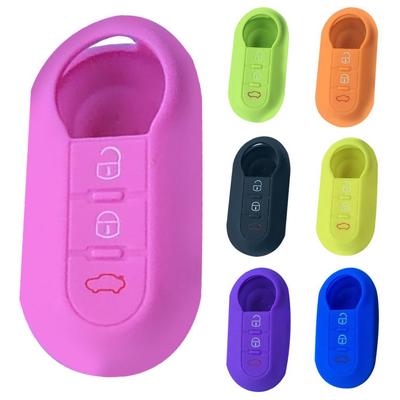 3 Tasten Silikon Flip Remote Auto Schlüsselanhänger Schutzhülle für Fiat 500