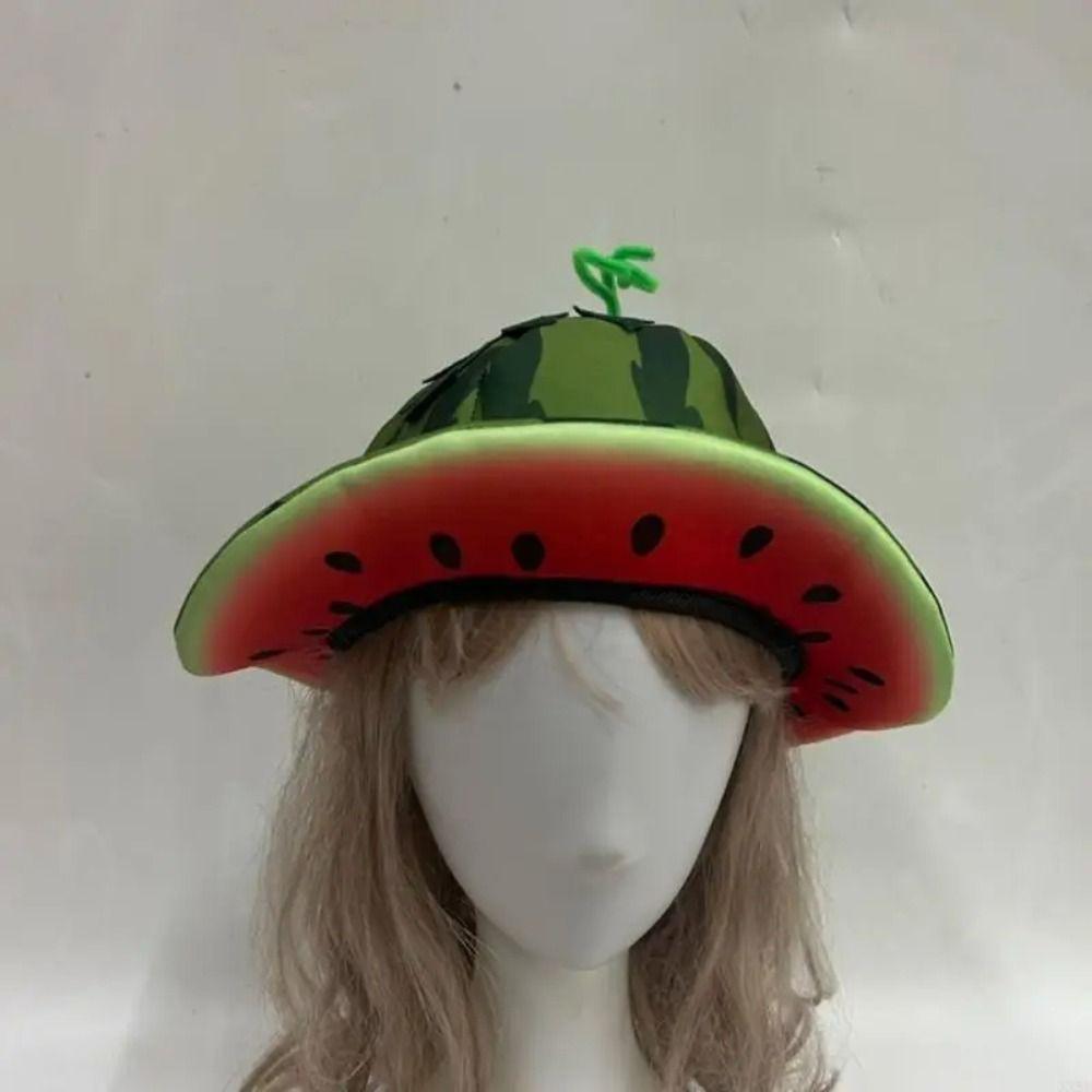 Cute Watermelon Hat Creativity Bucket Hat Beach Cap Wide Brims Sun Hat Halloween Party