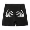 Women Shorts High Waist Butt-grabbing Skeleton Hands Print Thin Anti-exposure Slim Fit Soft Breathable Yoga Jogging Shorts Activewear