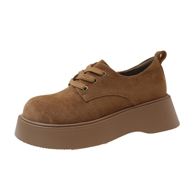 Popular women's shoes increase in height by 5cm big head Doudou shoes women's spring 2025 new thick-soled muffin lace-up Birkenstocks