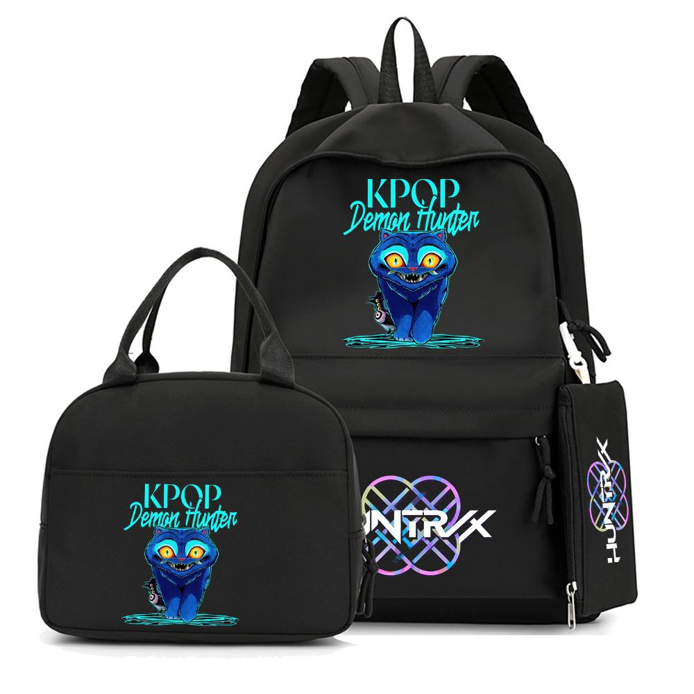 4-teiliges/Set Cartoon Anime K-Pop bedruckter Rucksack mit Federmäppchen Handtasche für Teenager Schüler Junge Mädchen Schultasche Schultasche Große Kapazität Reisetasche