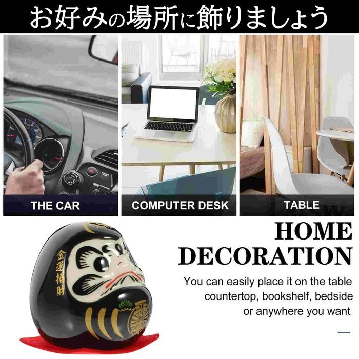 NOELAMOUR Daruma Doll Set of 5 – Ceramic, 4.7 X 3.5 X 4.5cm (Red, Black, Yellow, Light Purple, Sky Blue)