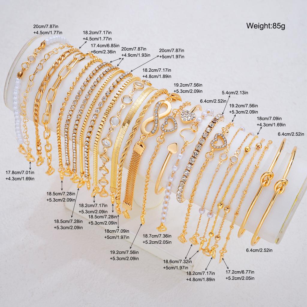 Fashion Minimalist Zircon Bracelet Sets for Women Vintage Elegant Heart Snake Chain Layered Bracelets Birthday Vacation Jewelry