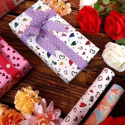 Valentinstag Herz-Serie Geschenkpapier, 43cm x 3m Rolle, Großformat, Handgemachtes Papier