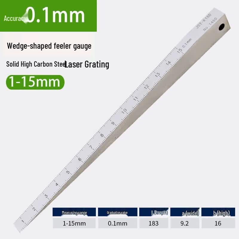 Stainless Steel Wedge Feeler Gauge 1-15mm