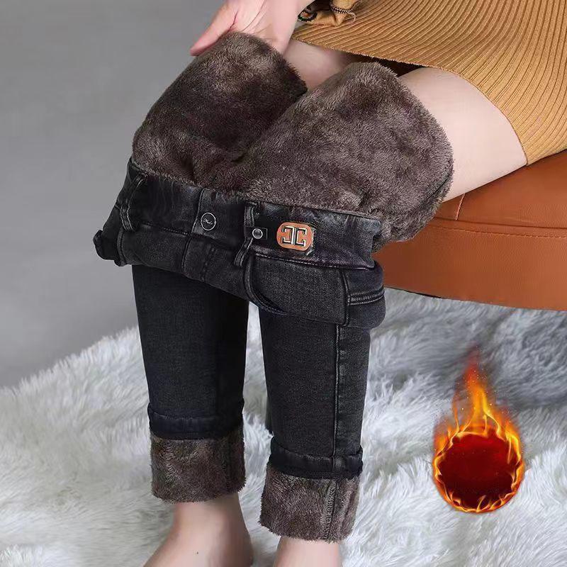 

Женские зимние утепленные флисовой подкладкой брюки с высокой талией, облегающего кроя, эластичные, универсальные, теплые хлопковые брюки для верхней одежды 32 черный серый