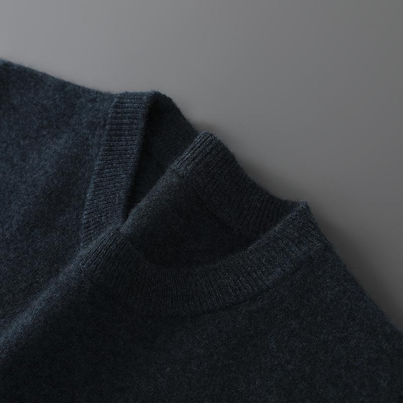 Herrtröja i enfärgad ullstickad casual